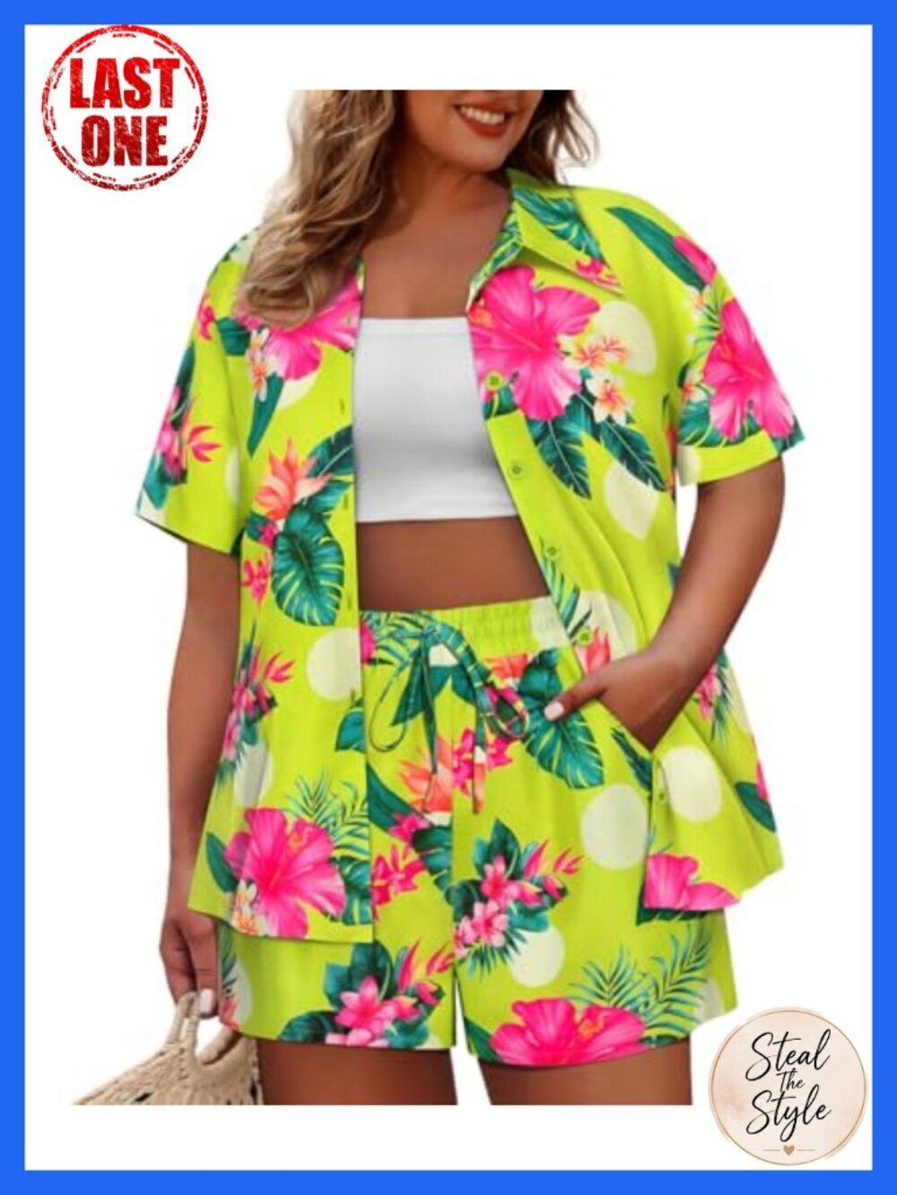 Plus Size 2 Piece Summer Short Set with Pockets